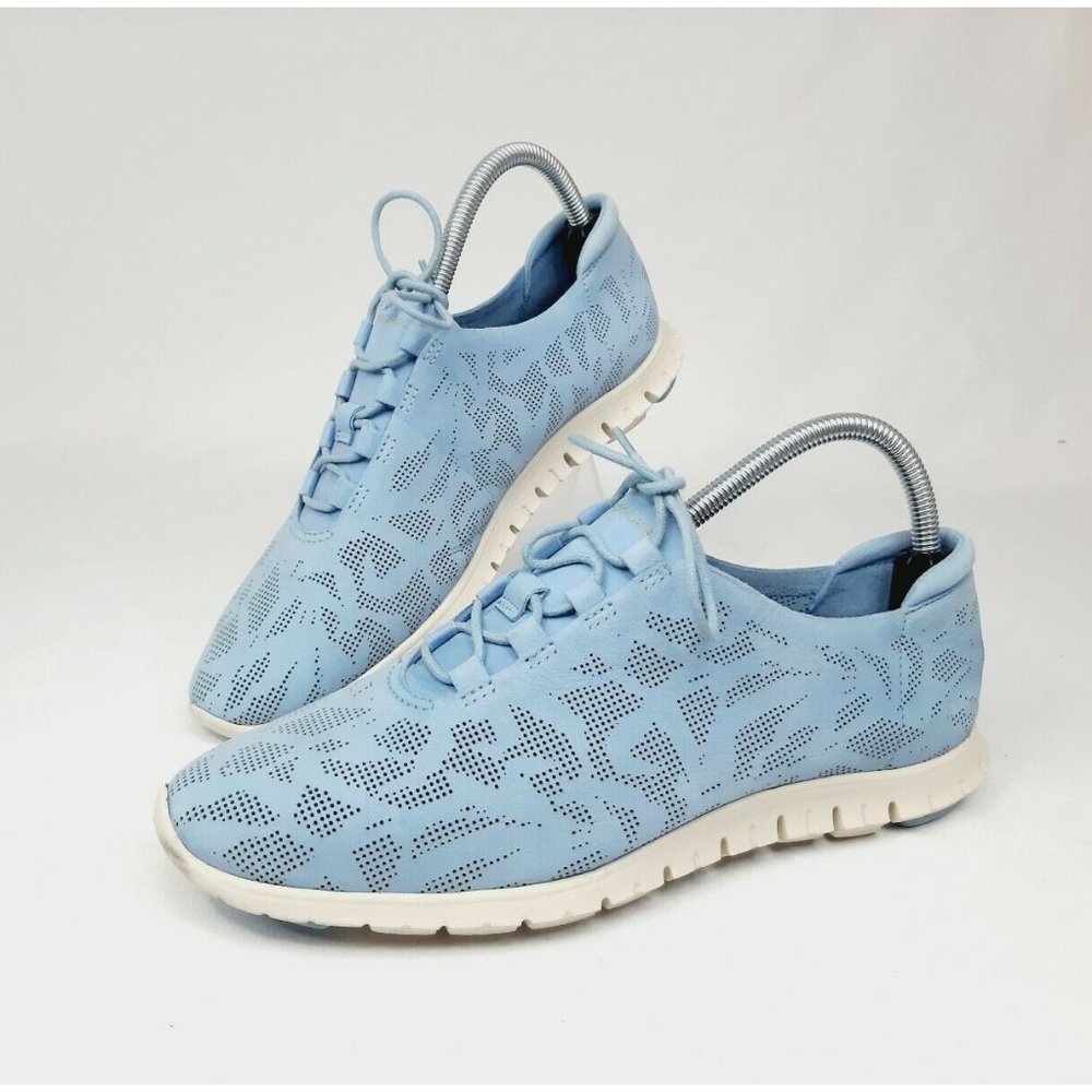 Cole Haan ZeroGrand Sky Blue Perforated Lace-Up Sneakers Womens Size 8.5B